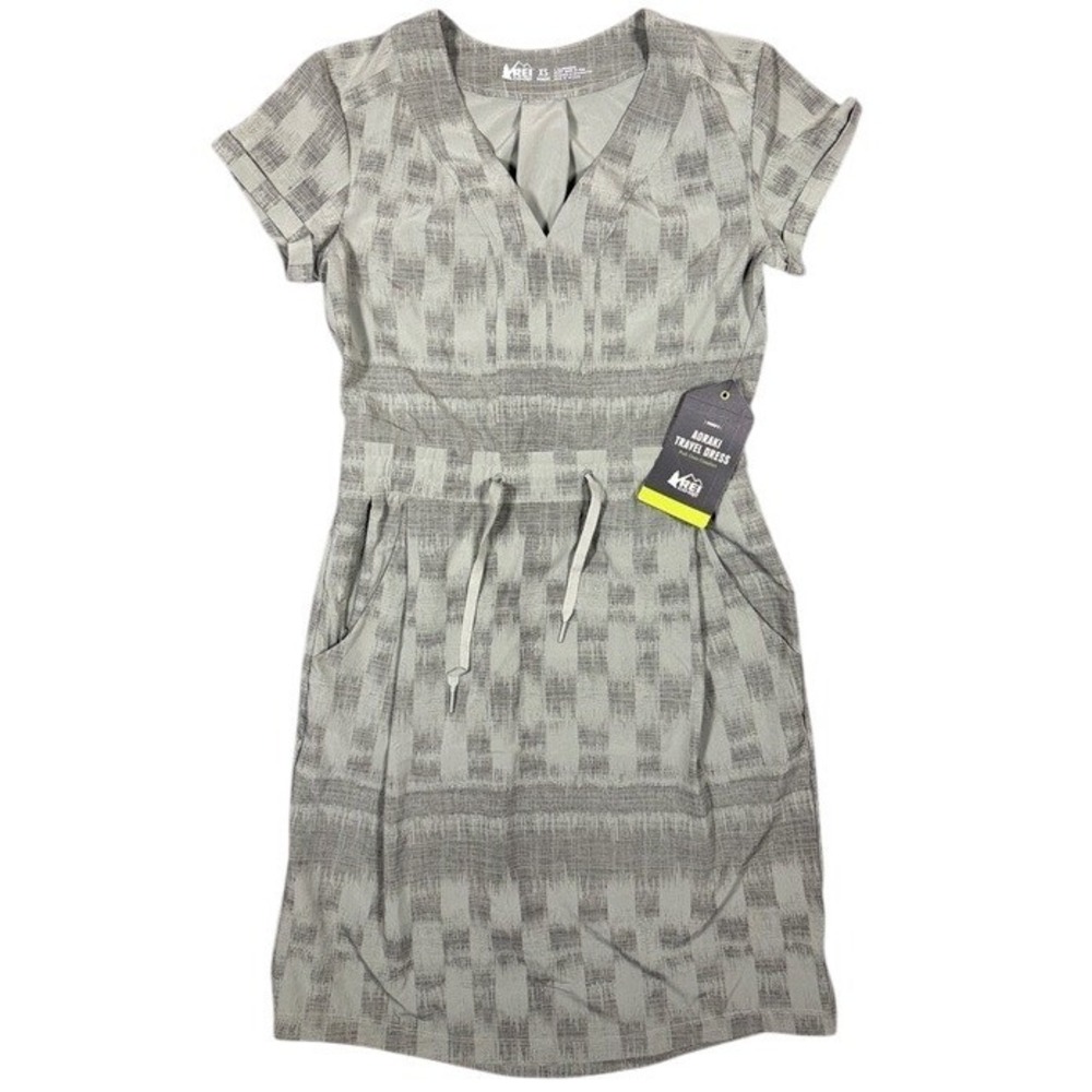 REI Co-op Aoraki Woven Travel‎ Dress Afar Print Celery Green XS 127-422-0021
